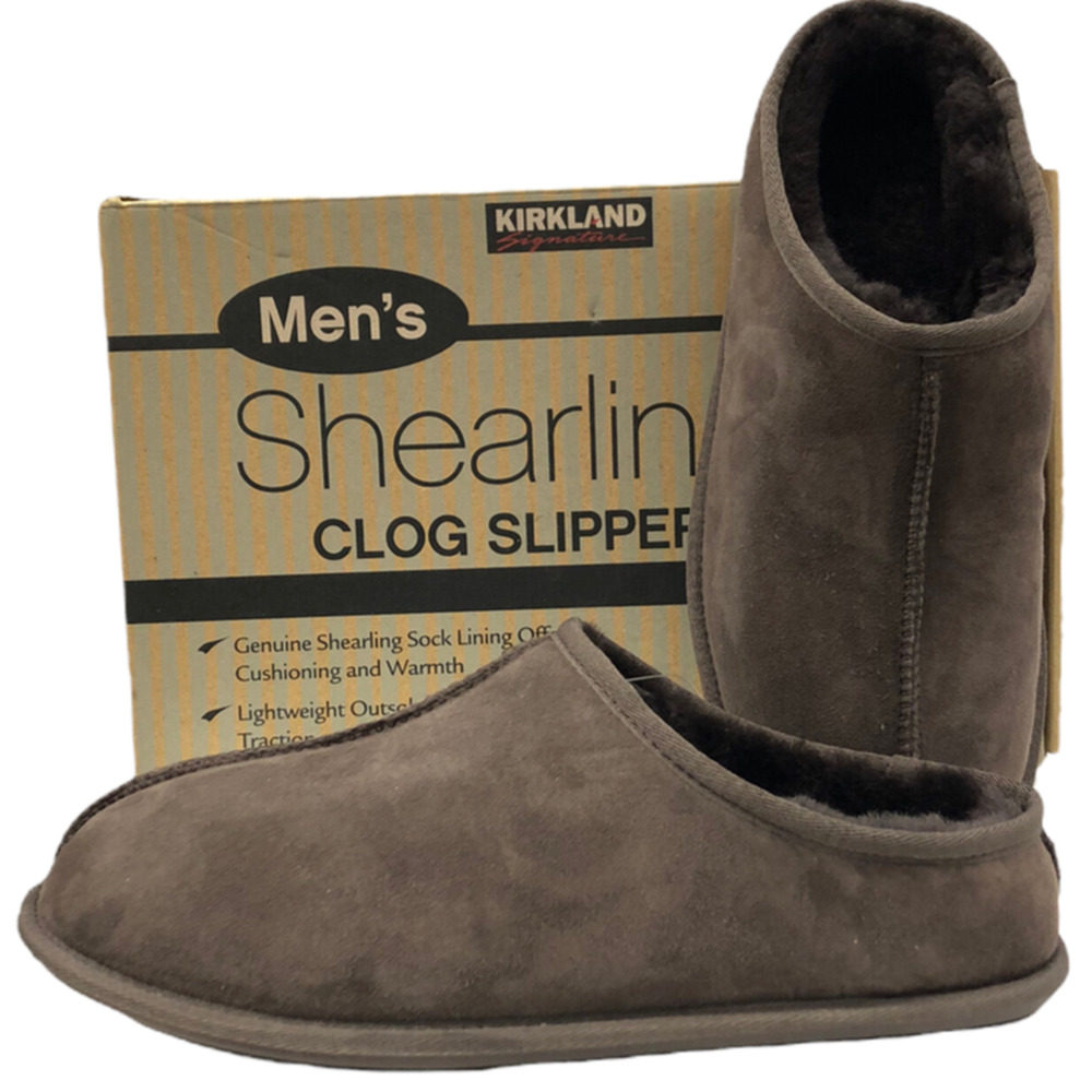 Kirkland Signature Men's Shearling Clog Slipper Size 8 Brown NIB
